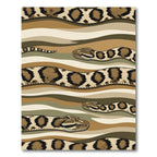 Slithering Reptilian Snakes on Wavy Earth Tones Rug