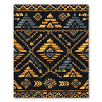 Gold and Gray Tribal Stair Geometric Rug