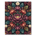 Lotus Floral Peacock Feather Symmetry Rug