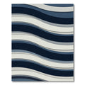 Modern Navy and White Abstract Waves Rug