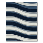 Modern Navy and White Abstract Waves Rug
