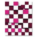 Modern Magenta and Maroon Geometric Cube Rug
