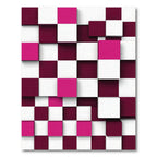 Modern Magenta and Maroon Geometric Cube Rug