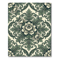 Sage Green Ornate Floral Damask Rug