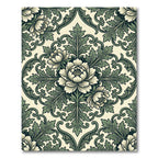 Sage Green Ornate Floral Damask Rug