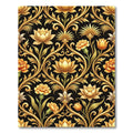 Golden Floral Baroque Damask Ornament Rug