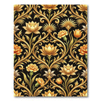 Golden Floral Baroque Damask Ornament Rug