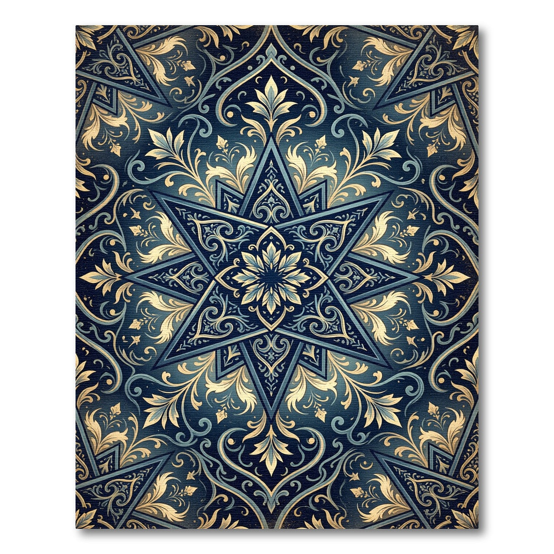 Midnight Blue Ornate Star Medallion Rug
