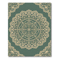 Elegant Teal Damask Lace Medallion Rug