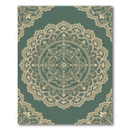 Elegant Teal Damask Lace Medallion Rug