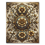 Gilded Floral Filigree Medallion Composition Rug