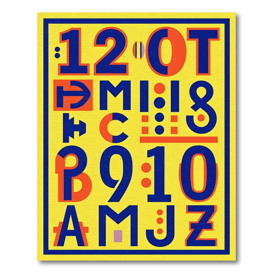 Bold Yellow Blue Orange Typographic Collage Rug