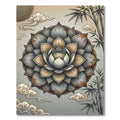 Zen Lotus Bamboo Medallion Gray Gold Rug