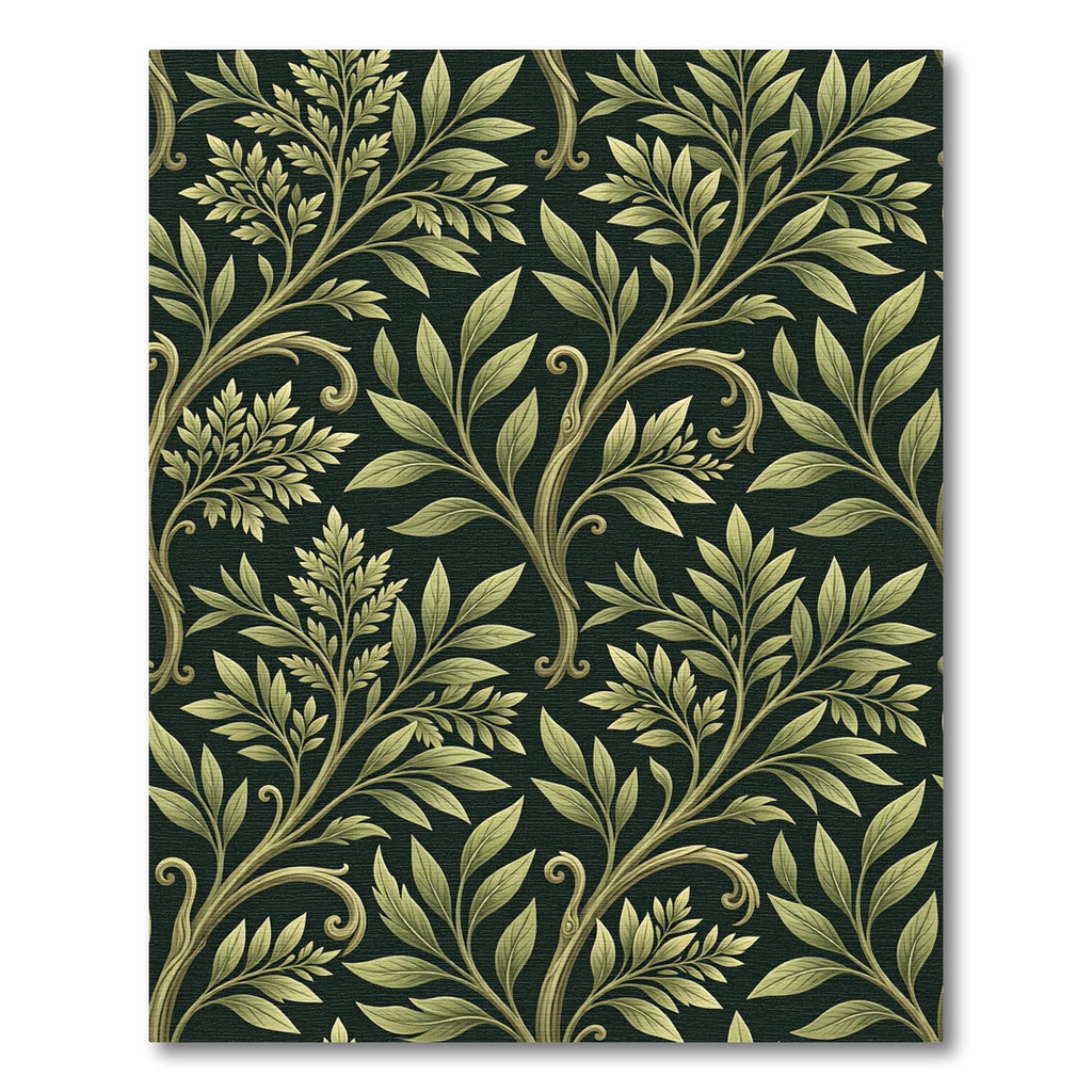 Elegant Sage Leaf Botanical Swirl Rug