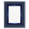 Layered Blue Metallic Geometric Frame Rug
