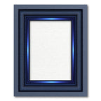 Layered Blue Metallic Geometric Frame Rug