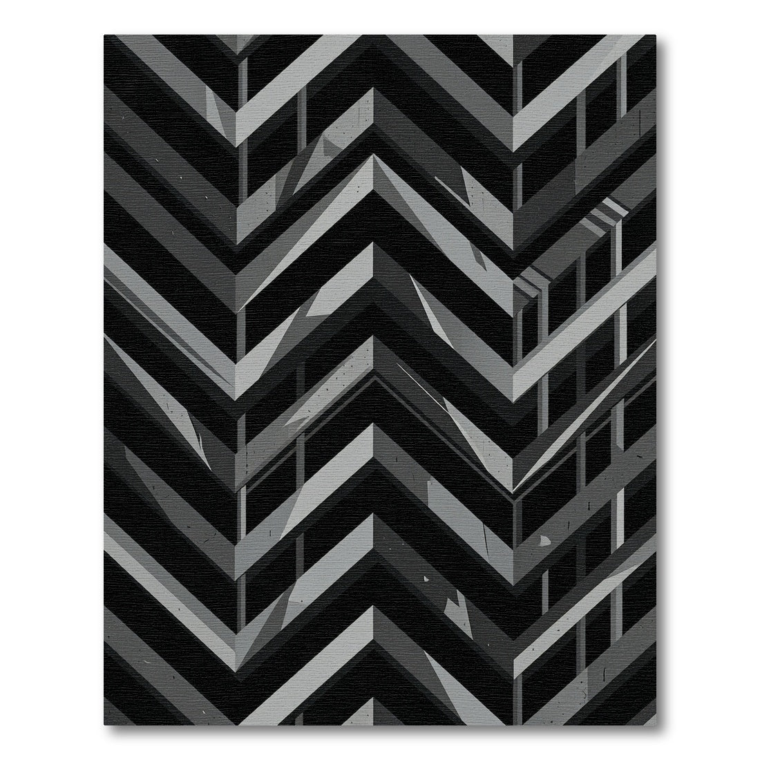 Monochrome Sharp Chevron Geometric Abstract Rug