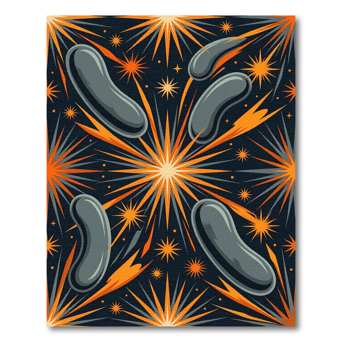 Gray Bean Asteroid Burst Rug