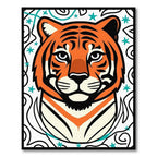 Bold Orange Tiger Face Art Rug