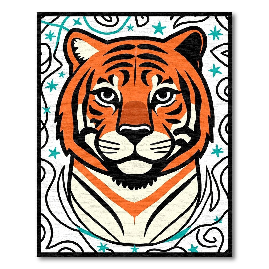 Bold Orange Tiger Face Art Rug