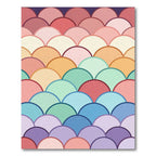 Colorful Scalloped Rainbow Fan Gradient Rug