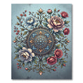 Elegant Blue Floral Medallion Rose Garden Rug