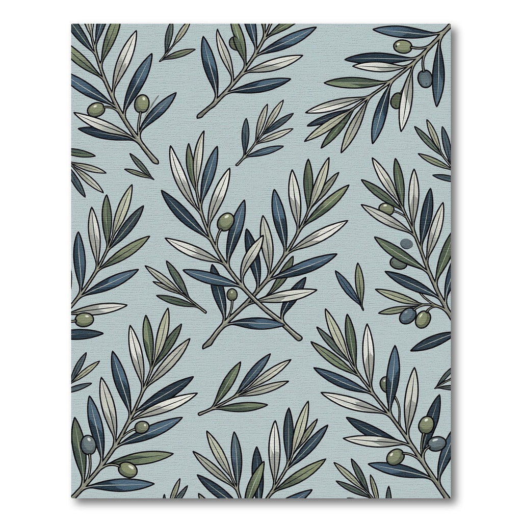 Sage Olive Branch Botanical Illustration Rug