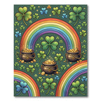 Lucky Shamrock Rainbow Gold Pot Illustration Rug
