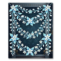 Elegant Blue Floral Garlands on Navy Rug