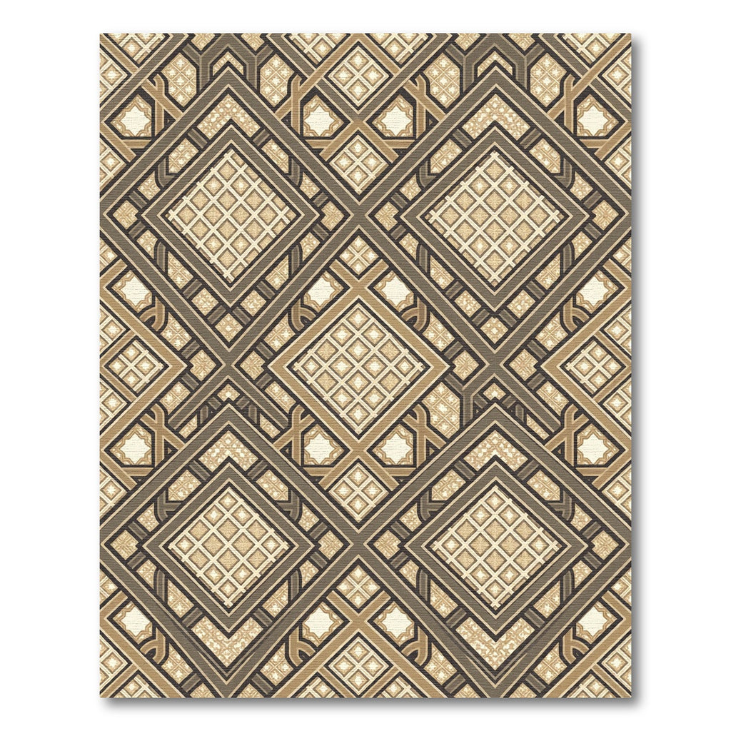 Neutral Geometric Interlocking Diamond Rug
