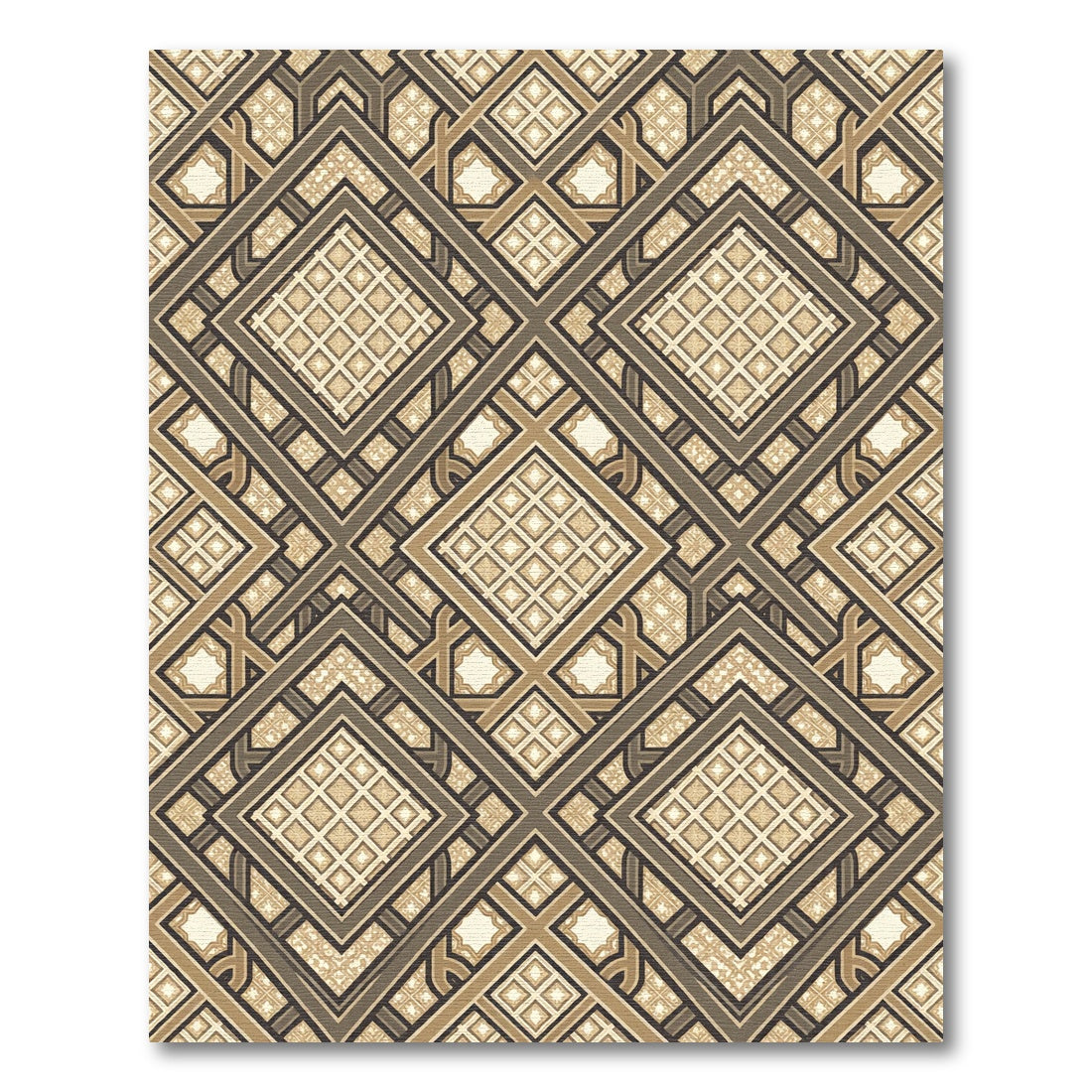 Neutral Geometric Interlocking Diamond Rug