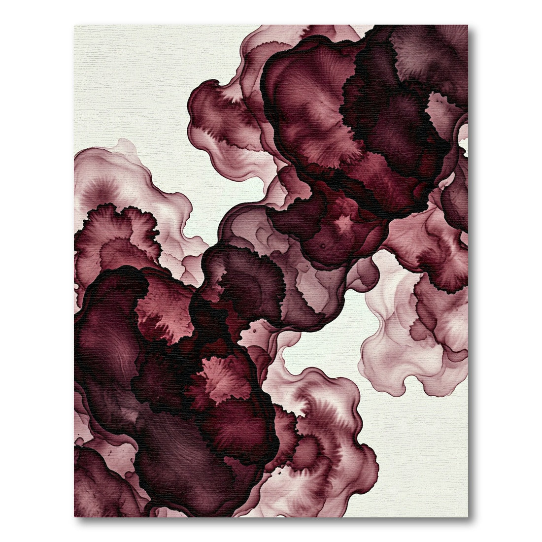 Moody Burgundy Abstract Ink Flow Rug