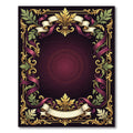 Ornate Gold Burgundy Ribbon Foliage Frame Rug