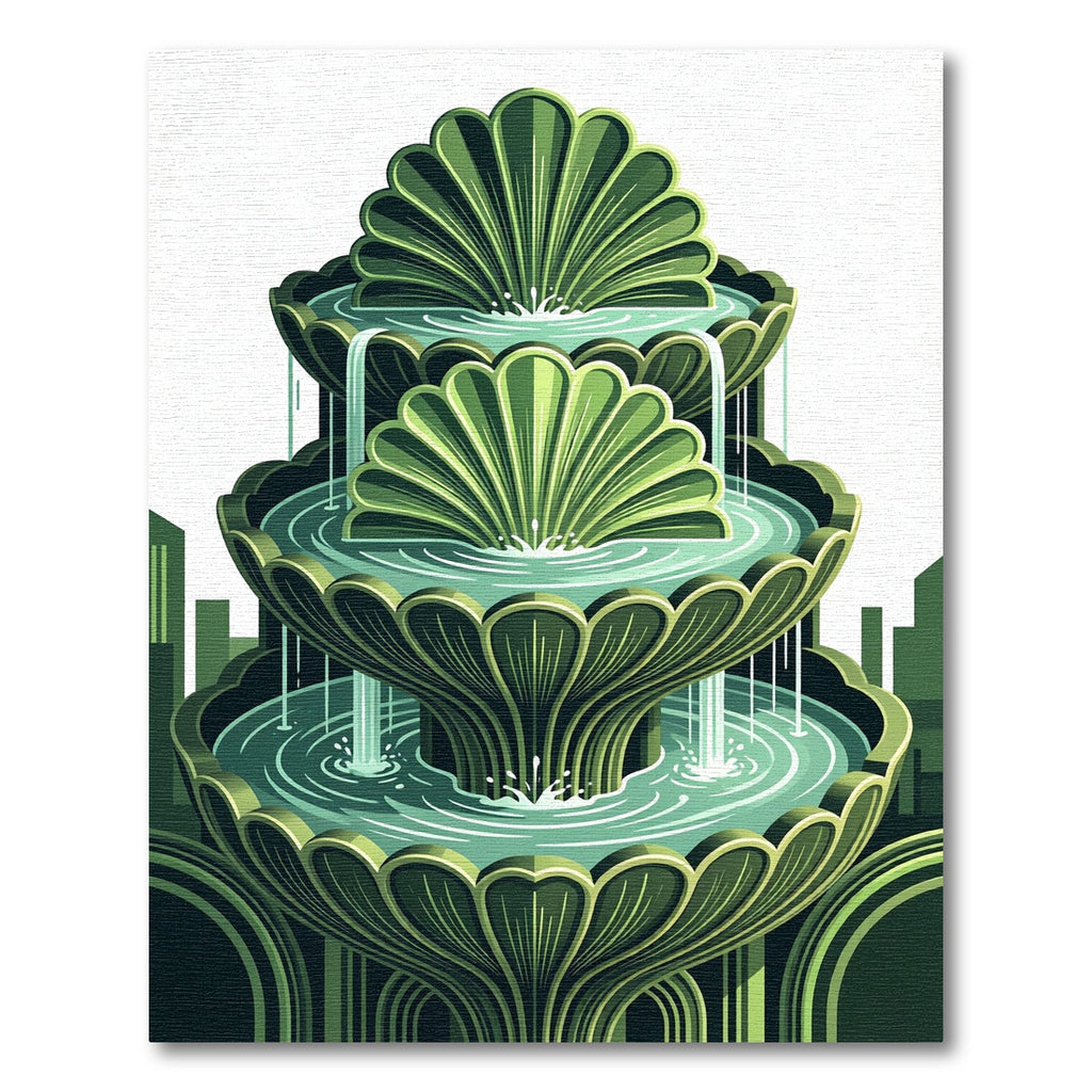 Emerald Green Fountain Art Deco Rug