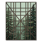 Green Forest Window Pane Landscape Rug