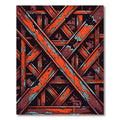 Bold Orange Textured Overlay Geometric Rug