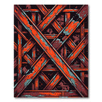 Bold Orange Textured Overlay Geometric Rug