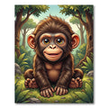 Whimsical Baby Chimp Jungle Portrait Rug
