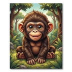 Whimsical Baby Chimp Jungle Portrait Rug