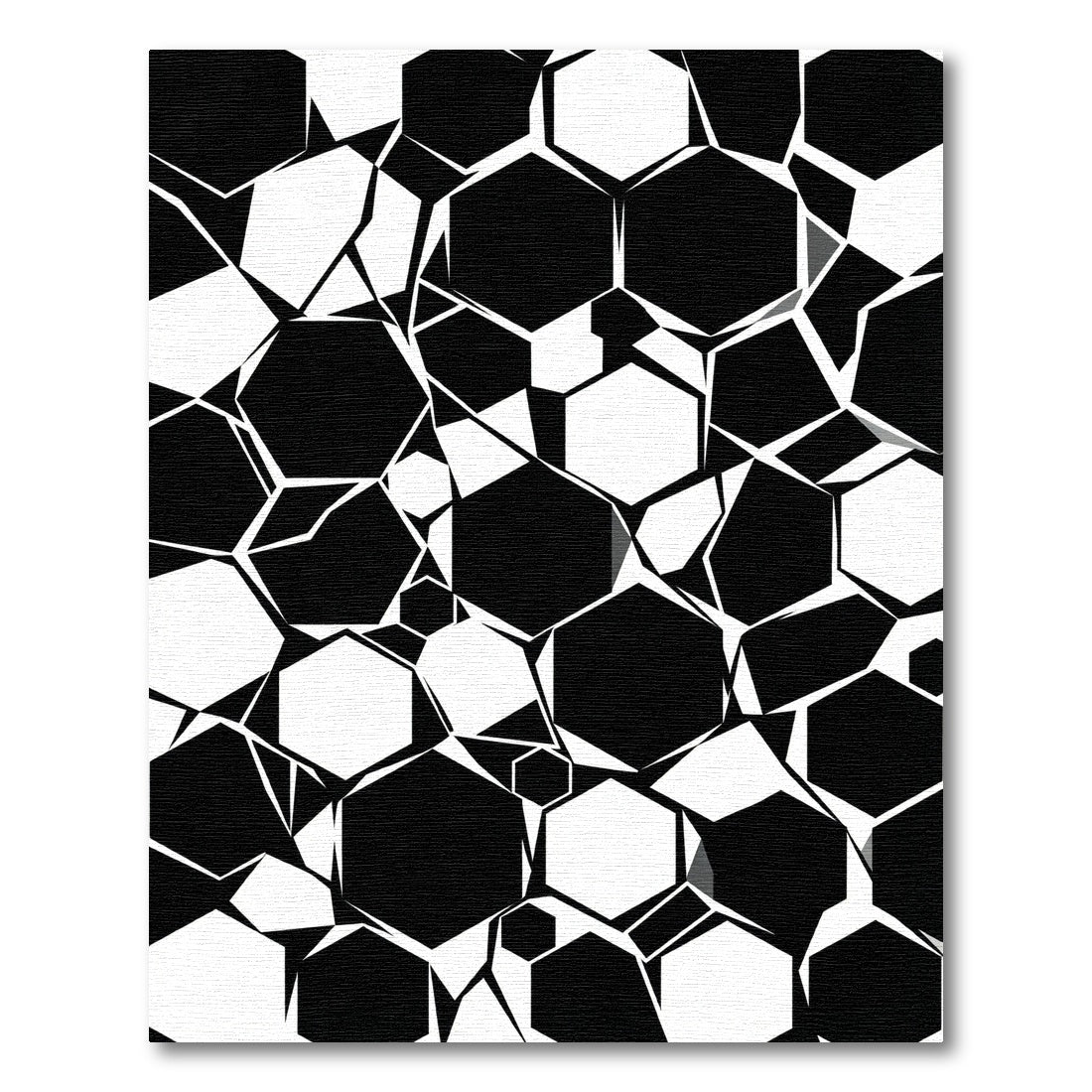 Bold Monochrome Geometric Abstract Hexagon Rug