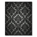 Elegant Black Damask Scroll Work Rug