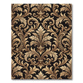Golden Baroque Scroll Damask Black Rug