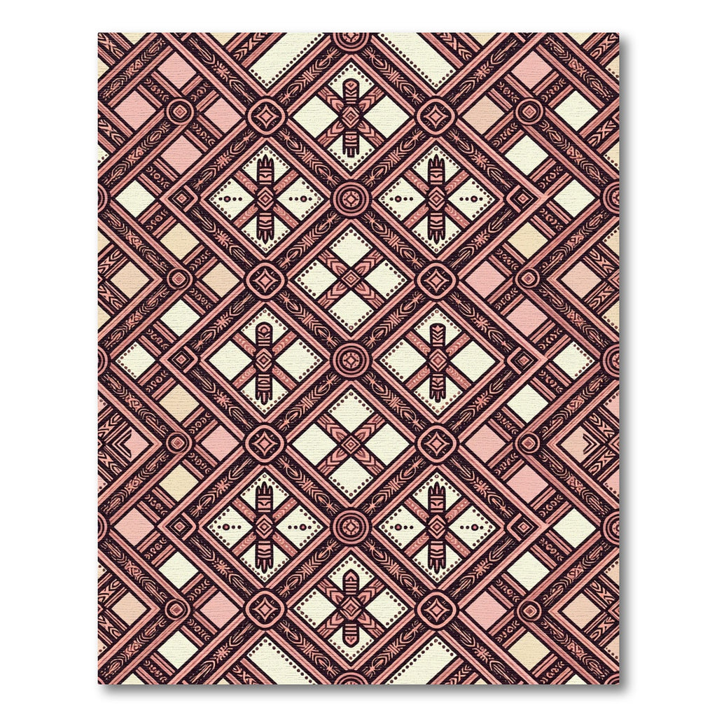 Blush Pink Geometric Diamond Lattice Rug