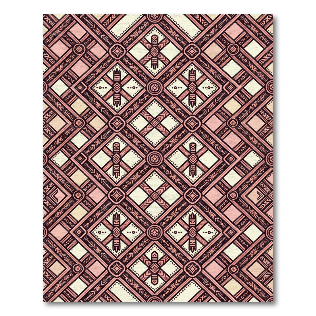 Blush Pink Geometric Diamond Lattice Rug