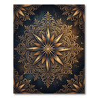 Ornate Golden Starburst Filigree Medallion Rug