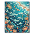 Vibrant Blue Coral Reef Undersea Scene Rug