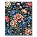 Blooming Peony Floral Navy Botanical Art Rug