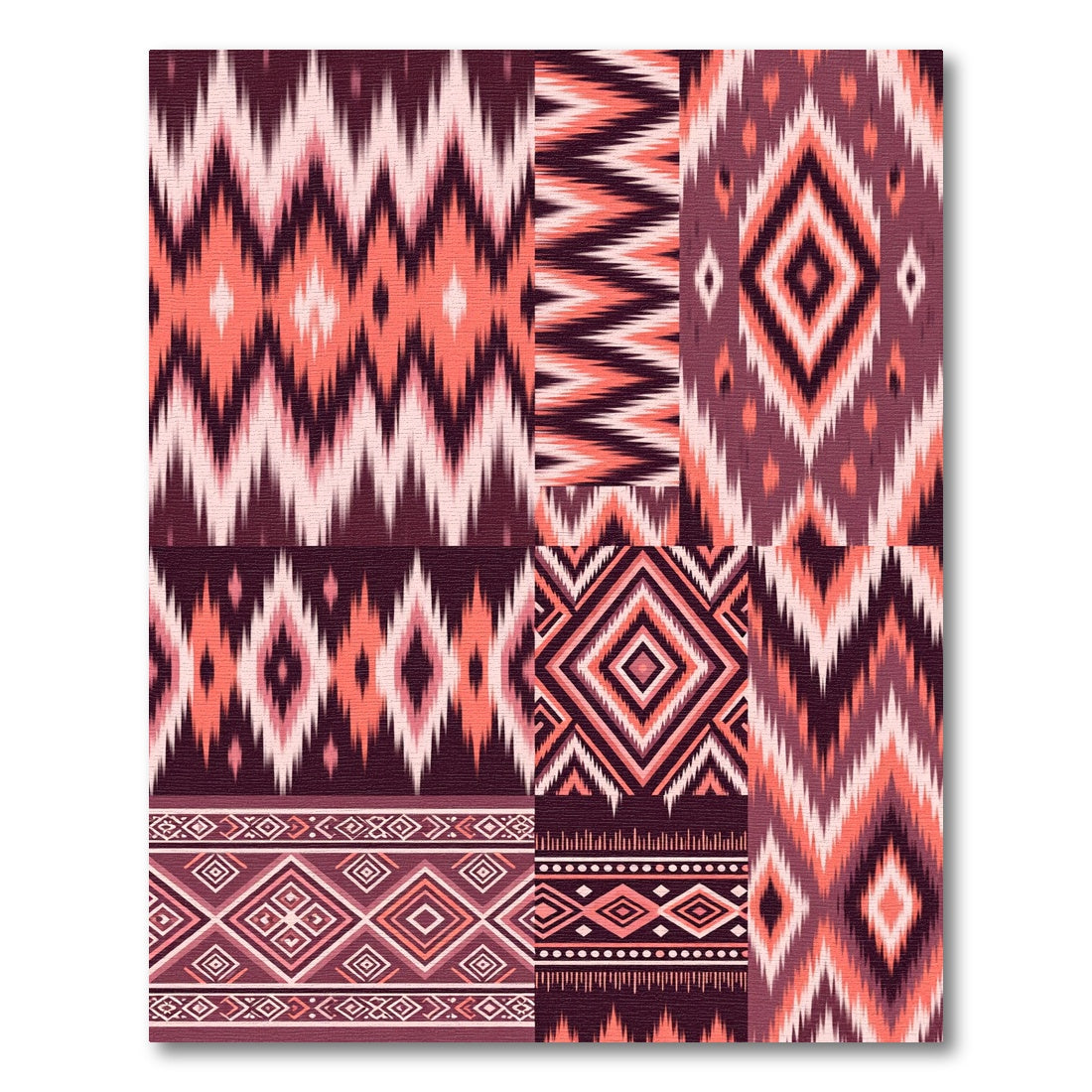Coral Peach Crimson Chevron Diamonds Rug
