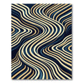 Modern Navy and Gold Flowing Wave Rug