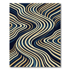 Modern Navy and Gold Flowing Wave Rug